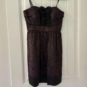 Vintage BCBG Plum & Black Strapless Mini
